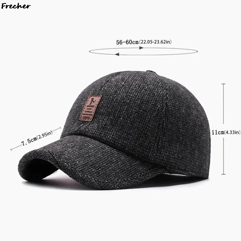 Winter Autumn Fishing Hat Ear Protection Foldable Snapback Hats Men Warm Woolen Casquette Caps Skiing Driving Caps with Earflap